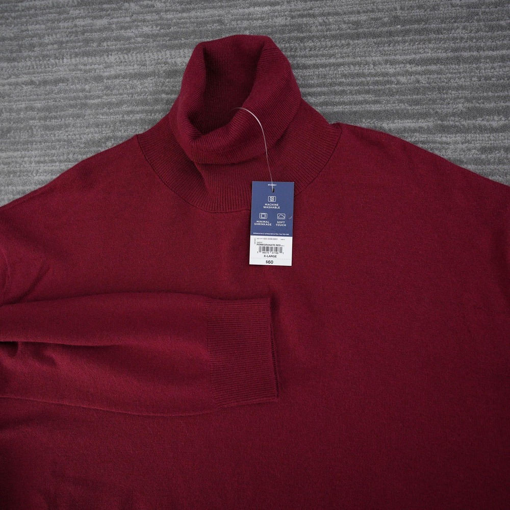 Stafford Turtleneck Sweater Men Pomegranate Red Cashmere Wool Blend New Tag XL‎